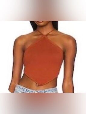 Lovers + Friends Waylon Halter Scarf Top Copper Brown NWT Size Small Y2K Crop